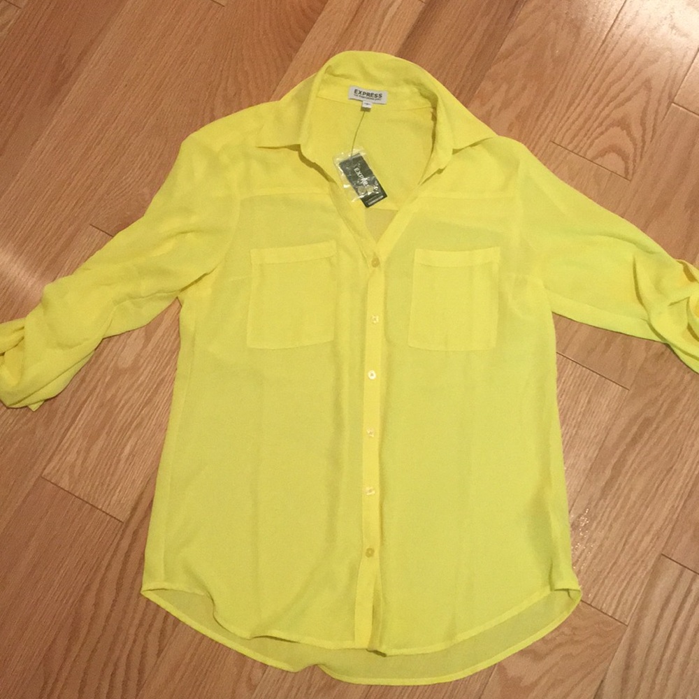 BRAND NEW- Yellow button down shirt - EXPRESS